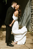 Mermaid White Off the Shoulder Chiffon Long Wedding Dress