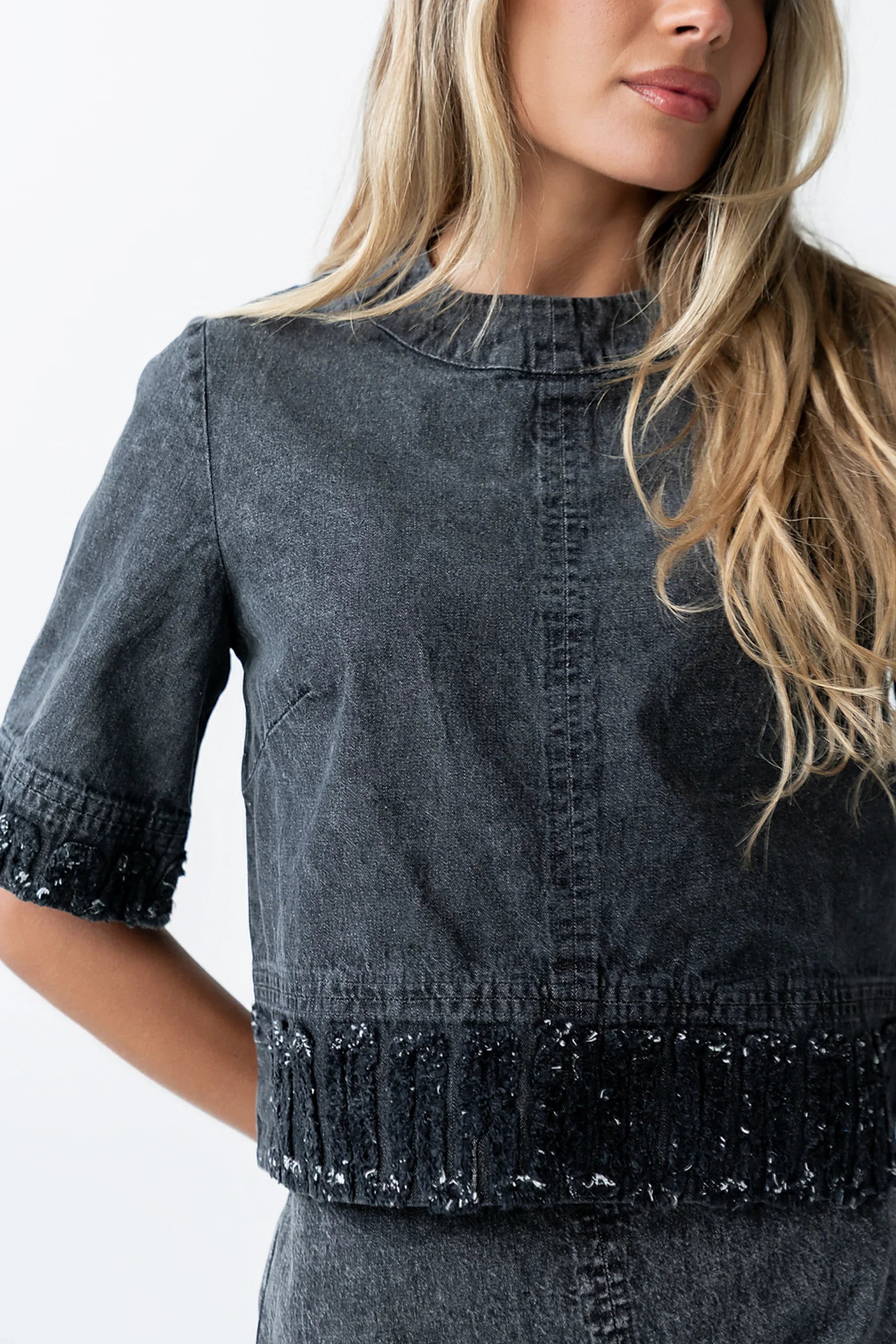 Jana Denim Top in Black