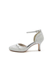 Chic White Lace Pointed Toe Heels with Silver Heel