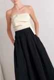 MONO BALLET BLACK CREAM STRAPLESS MIDI DRESS
