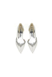 White Ballet Flats with Crystal Accent