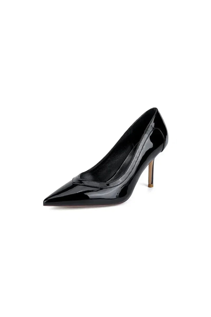 Rose Pink High Heels with Natural Wood Heel