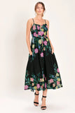 SHADOW FLORAL MIDI DRESS