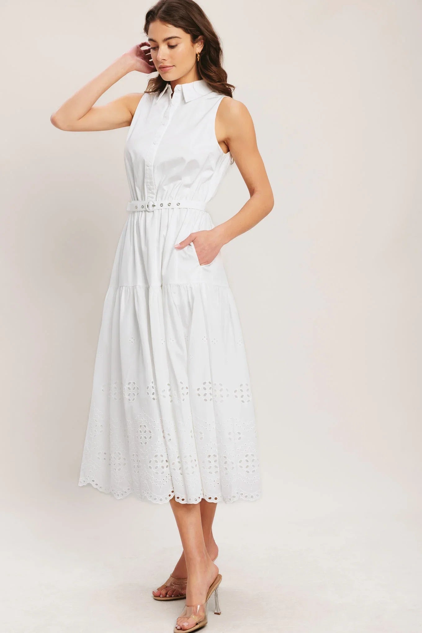 HAMPTONS SUMMER WHITE MIDI DRESS