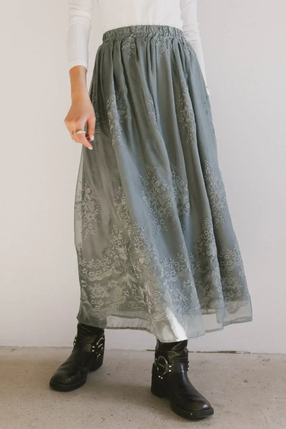 Grace Floral Tulle Skirt in Teal FINAL SALE