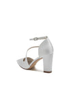 White Silk Pump with Decorative Ankle Strap