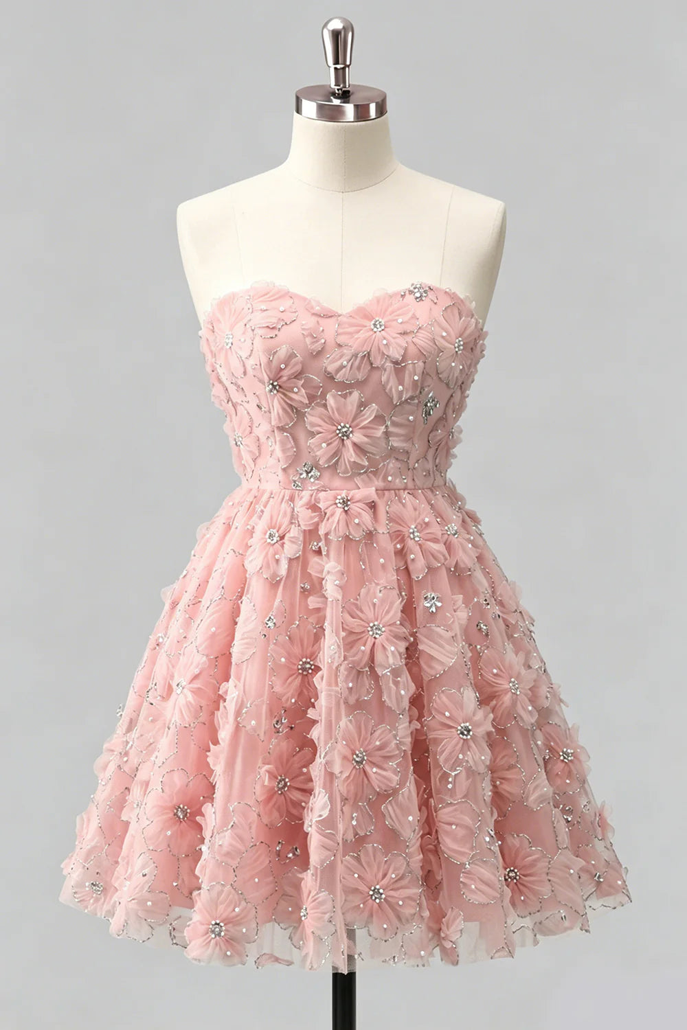 Sage Beaded Strapless A Line Short Homecoming Dress