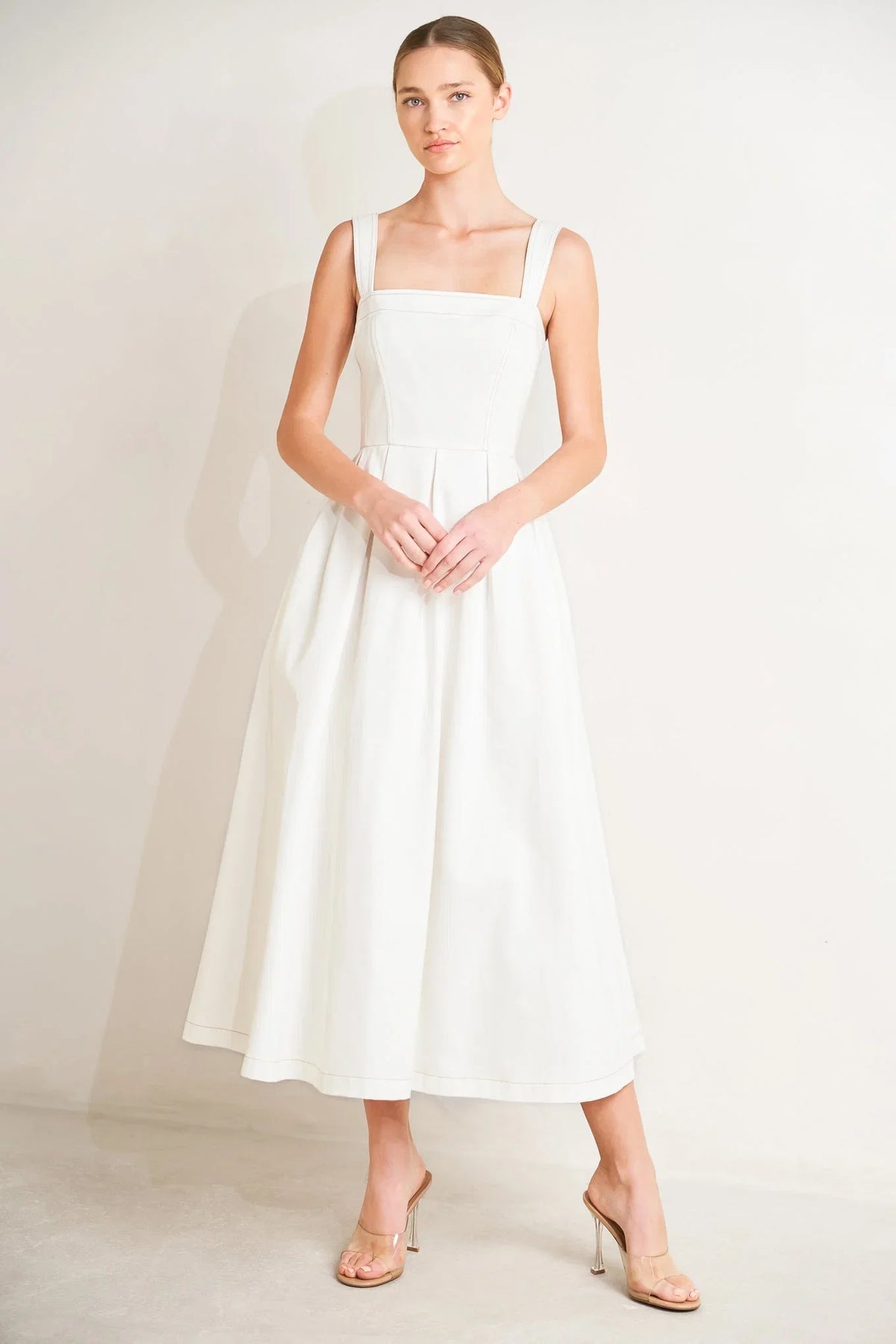 SERENE CHARM OFF WHITE MIDI DRESS FINAL SALE