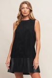 CITY SLEEK FAUX SUEDE LEATHER SHIFT DRESS