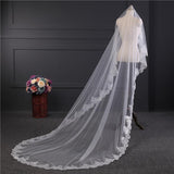 Vintage One Tier Tulle Lace Long Wedding Veil