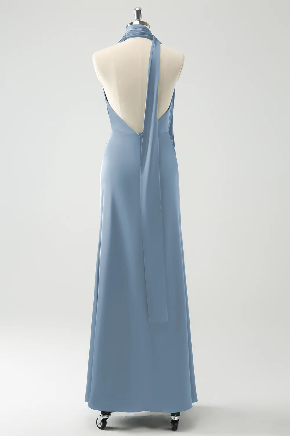Burgundy Sheath Convertible Deep V Neck Ruched Long Bridesmaid Dress with Open Back