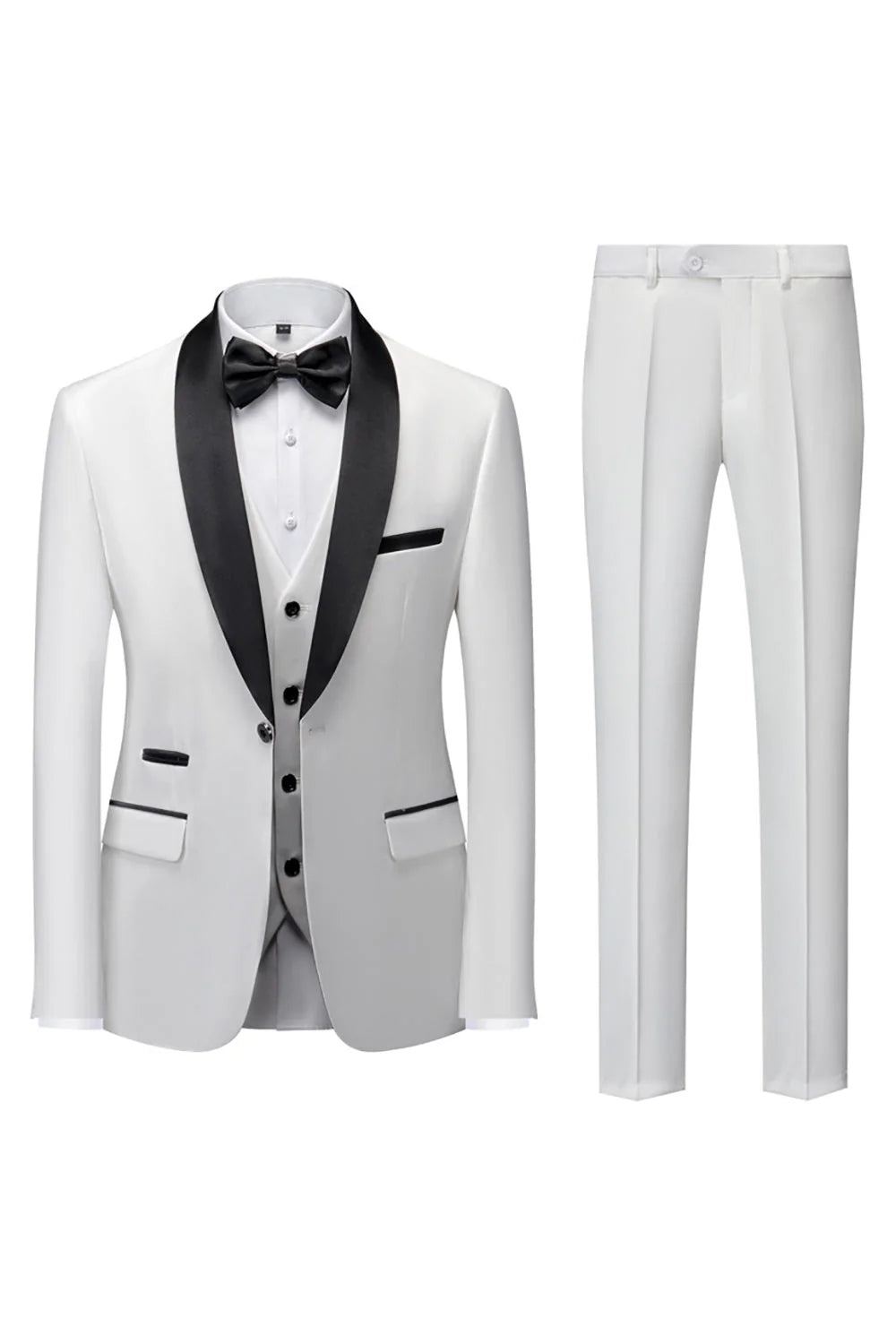 Mens Dark Green Shawl Lapel 3 Pieces Slim Fit Wedding Suits