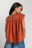 Cambree Pleated Blouse in Terracotta