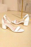 Open Toe Ankle Strap Suede Block Heel Sandals