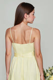 Daffodil Yellow Spaghetti Straps A Line Short Junior Bridesmaid Dress