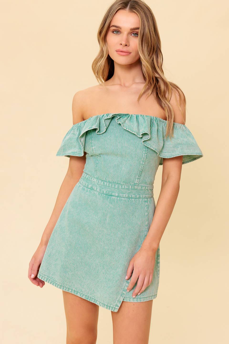 YOURS TO KEEP LIGHT GREEN SKORT ROMPER
