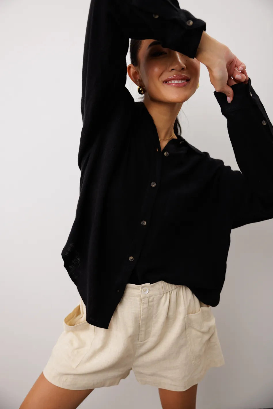 Finley Button Up in Black FINAL SALE