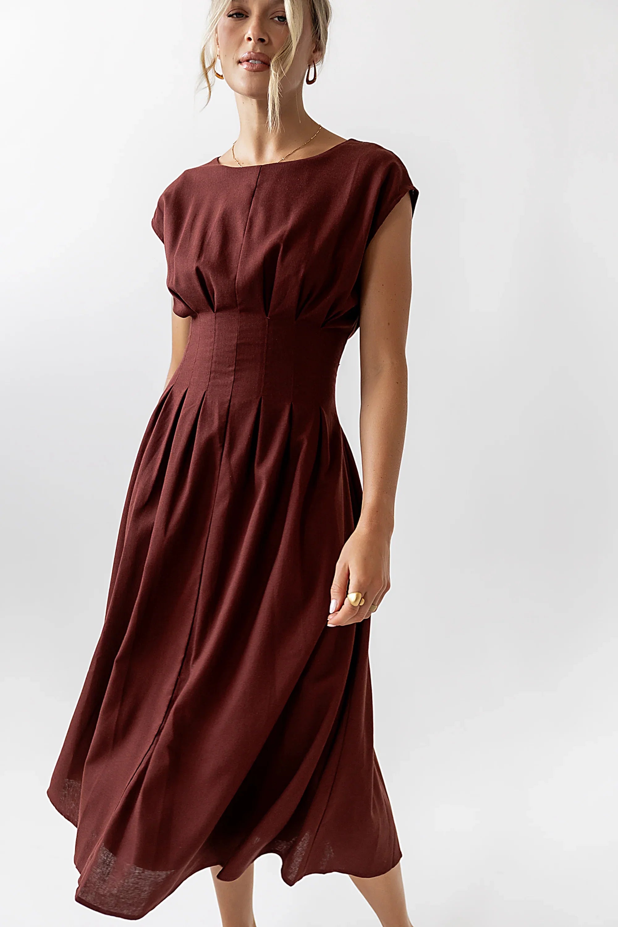 Matilda Pleated Maxi Dress in Rust FINAL SALE