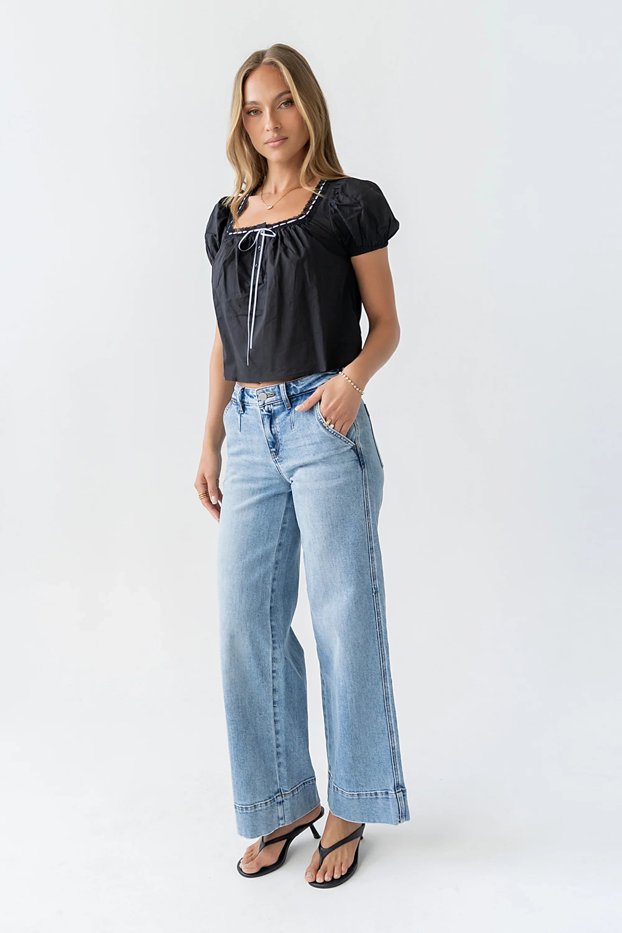 Claire Poplin Blouse in Black