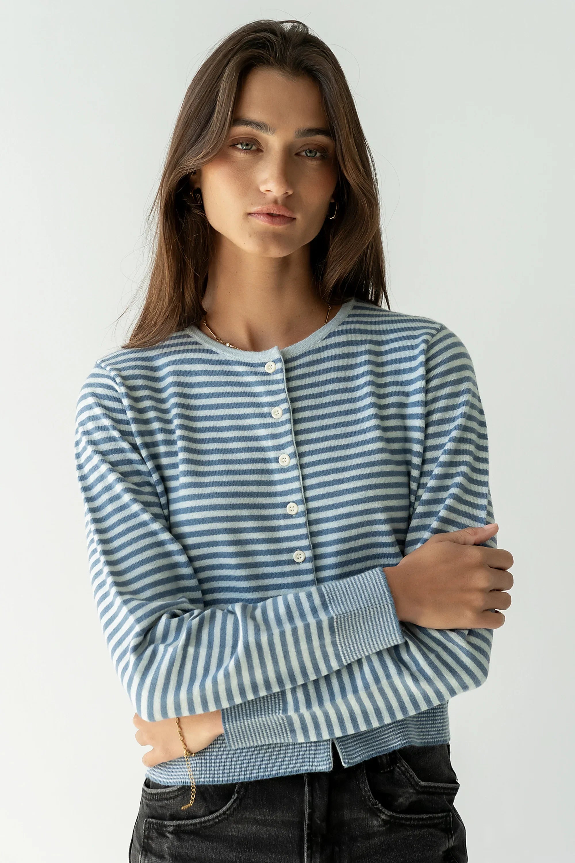 Edesse Striped Cardigan in Blue