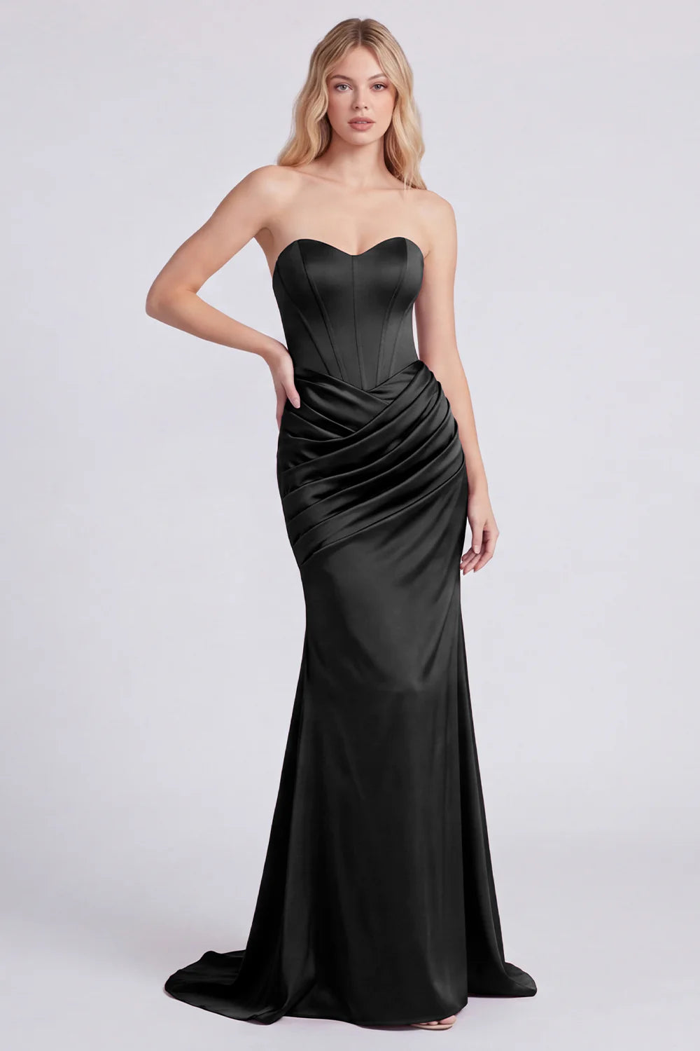 Sweetheart Burgundy Ruched Corset Mermaid Formal Dress