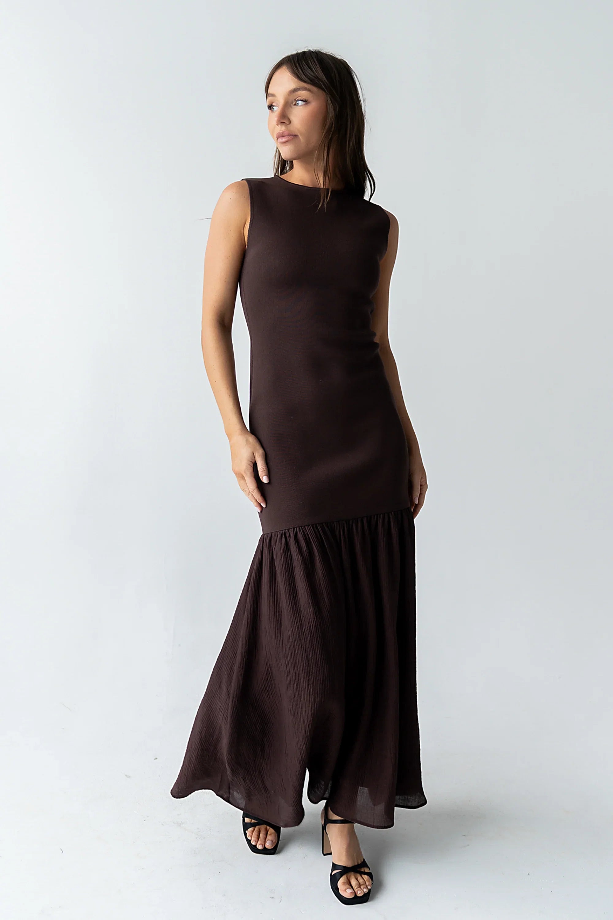 Lindsey Mermaid Maxi Dress in Brown FINAL SALE