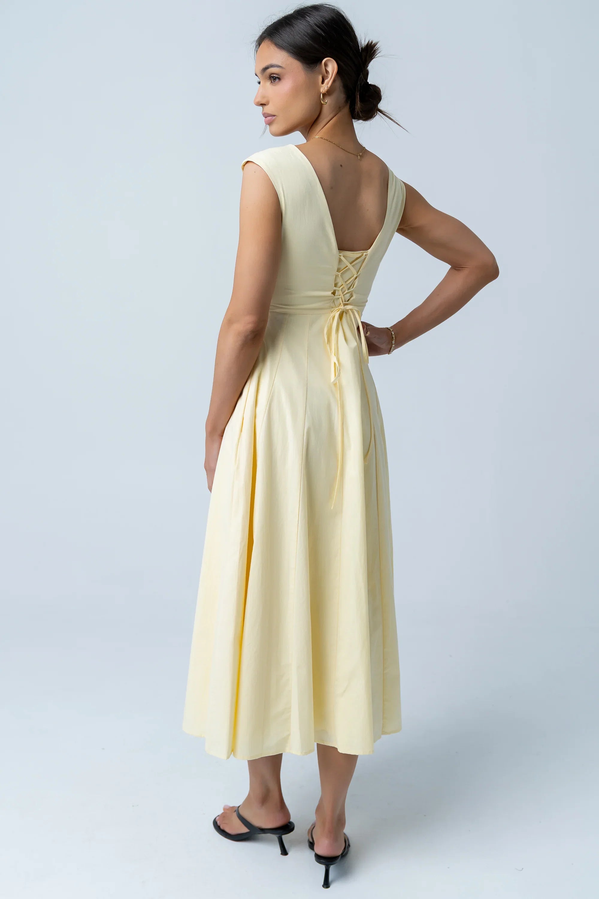 Colin Midi Dress in Butter Yellow