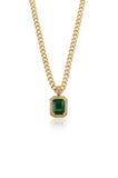 Emerald Stone Pendant Link Necklace