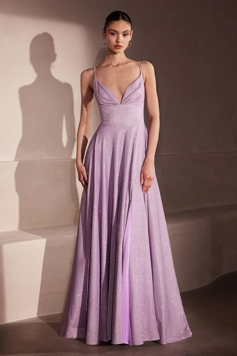 Gwendolyn Gown Shimmer Lace Up Back A Line Evening Dress