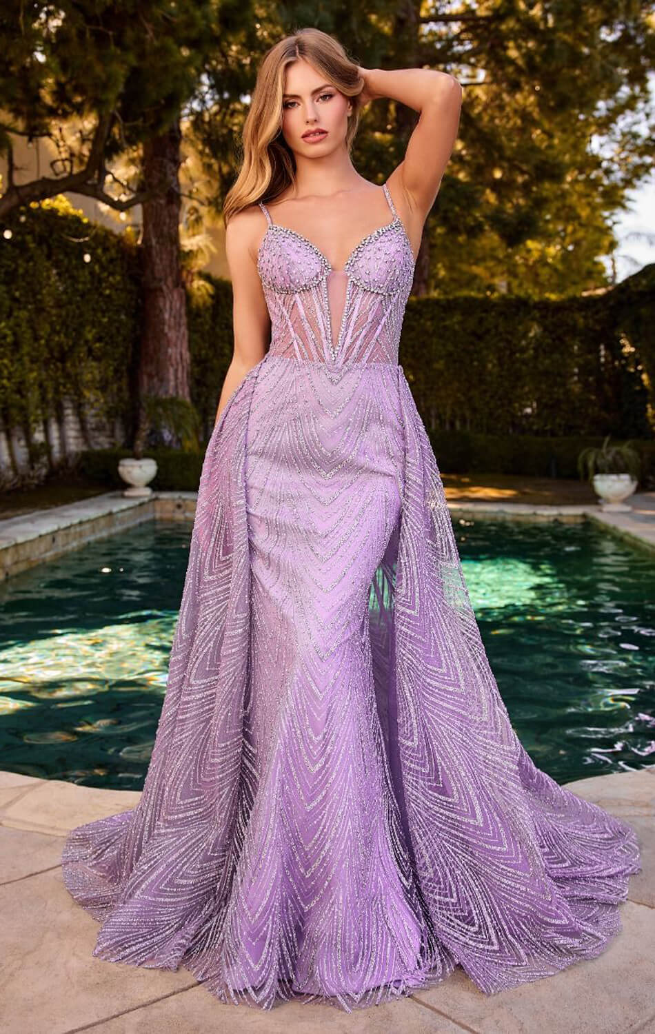 ANTONIA GOWN GLITTER PRINT DRESS WITH OVERSKIRT