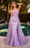 ANTONIA GOWN GLITTER PRINT DRESS WITH OVERSKIRT