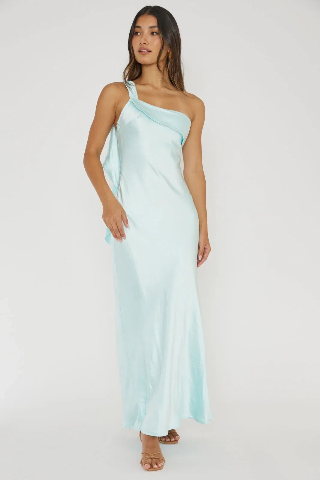Blaine Maxi Dress Ice Blue Satin Slip Dress