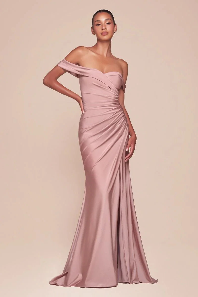 FREYA GOWN OFF THE SHOULDER STRETCH SPANDEX DRESS