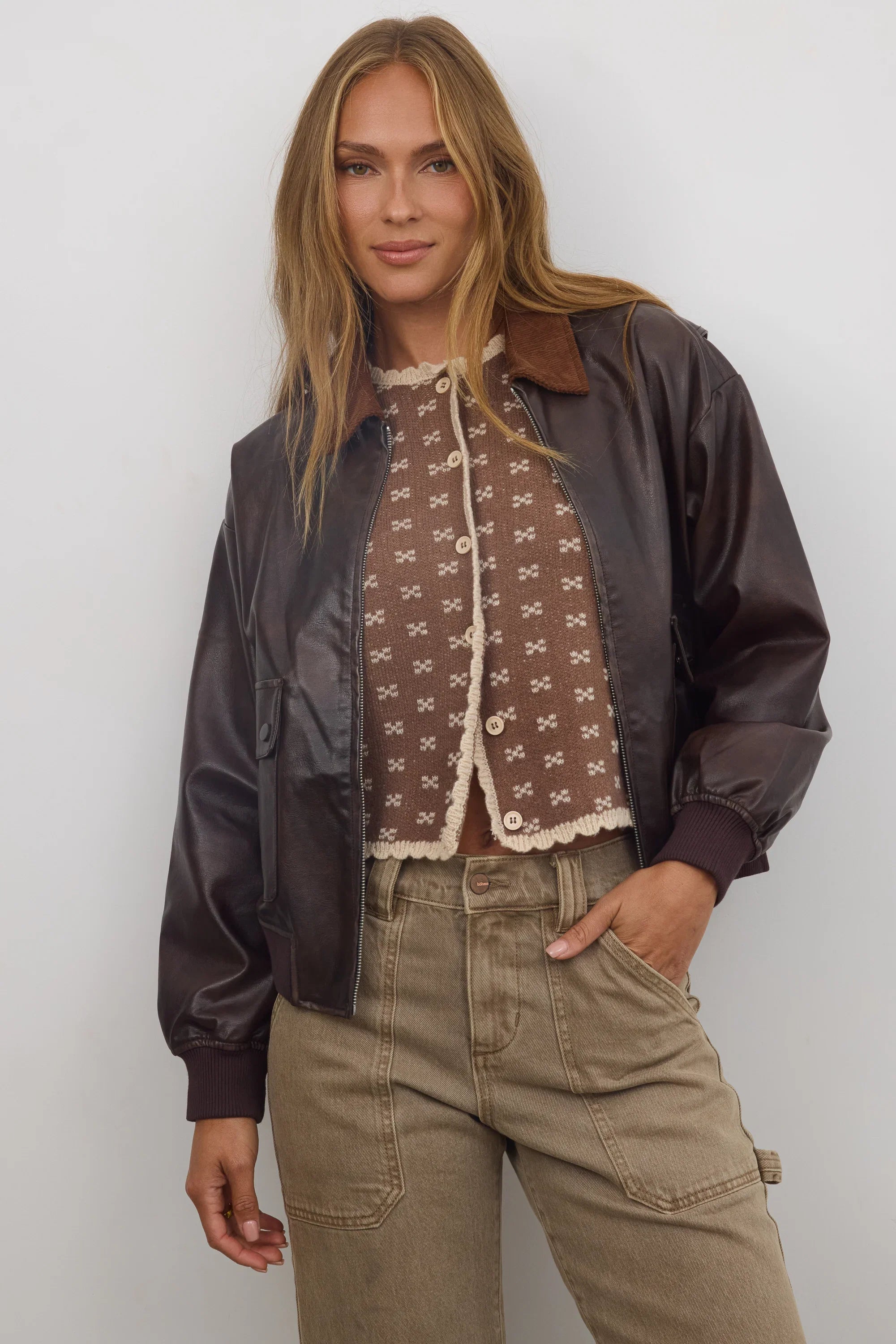 Courtney Scalloped Cardigan in Mocha FINAL SALE