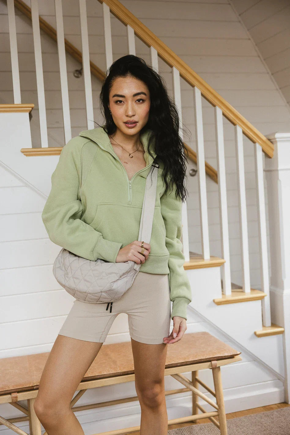 Alyssa Half Zip in Sage FINAL SALE