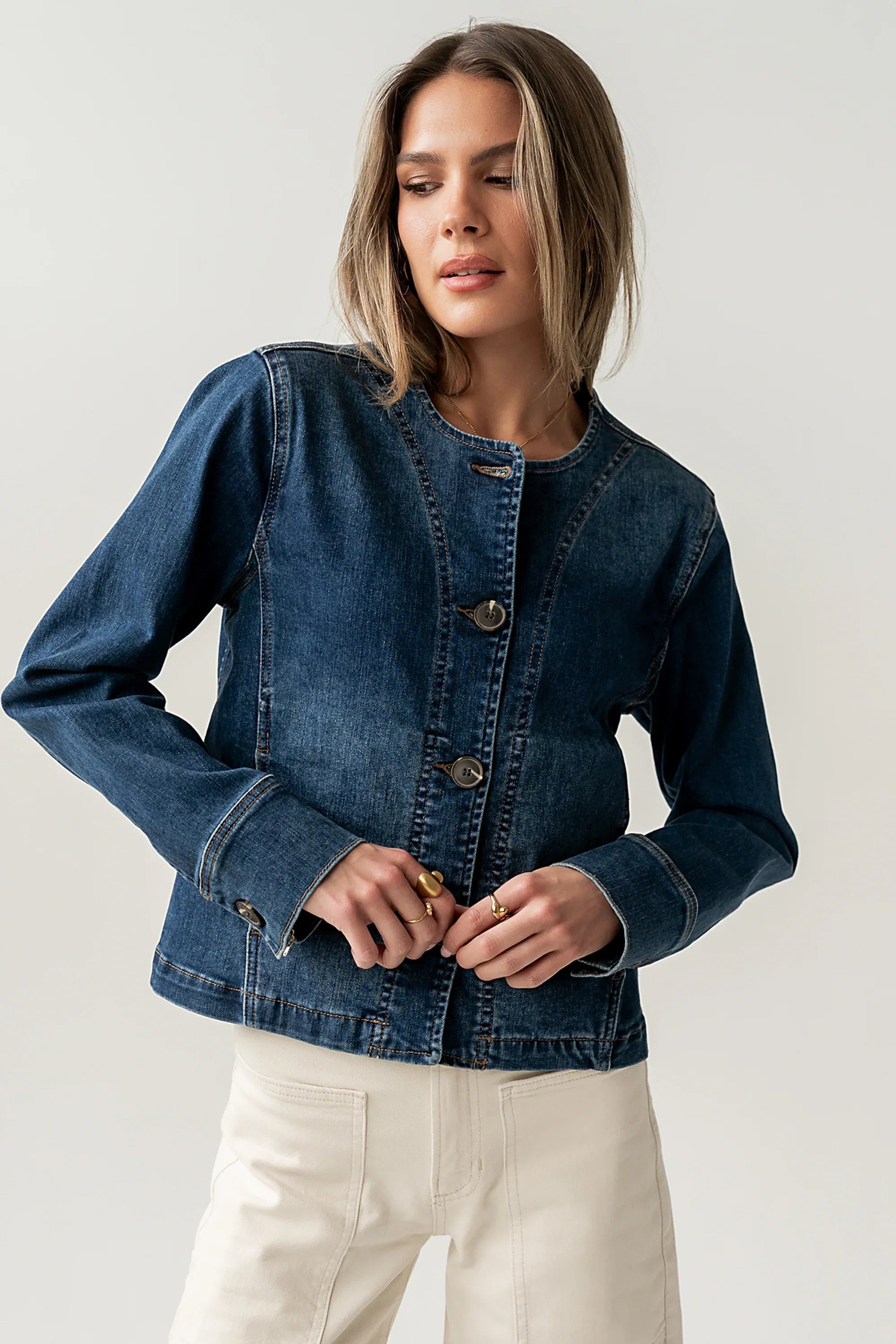 Cozette Barrel Jacket in Dark Wash