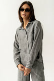 Conner Striped Button Down Top in Black