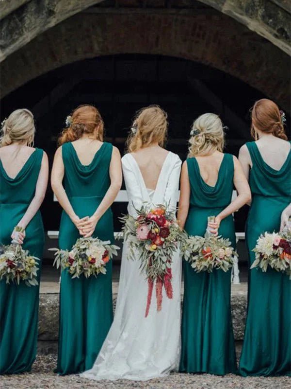 Gogerous Scoop Neck Mermaid Sleeveless Floor Length Long Bridesmaid Dresses