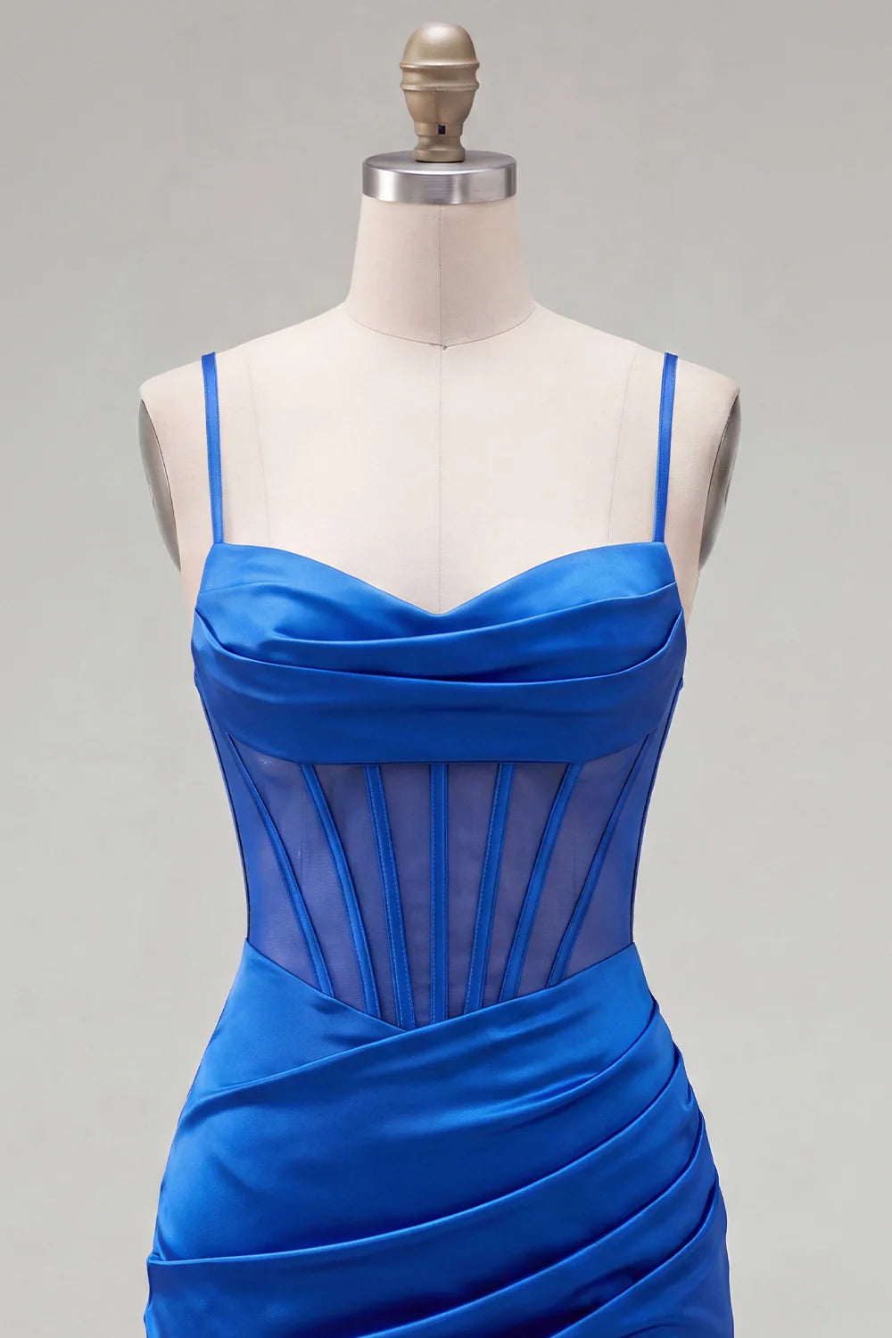 Royal Blue Bodycon Satin Corset Short Homecoming Dress