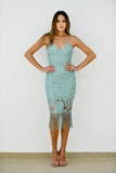 Khaleesi Dress Sage Lace Dress With Fringe FINAL SALE