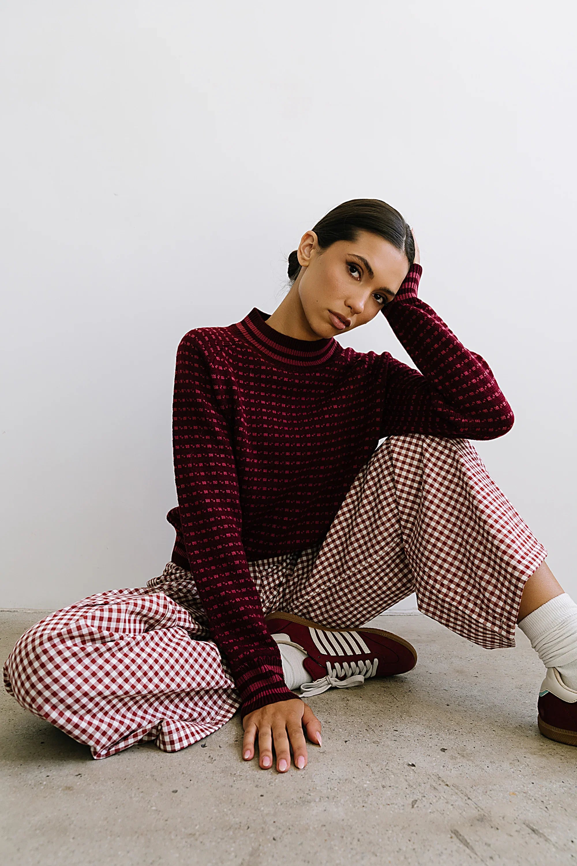 Monroe Knit Sweater in Burgundy FINAL SALE