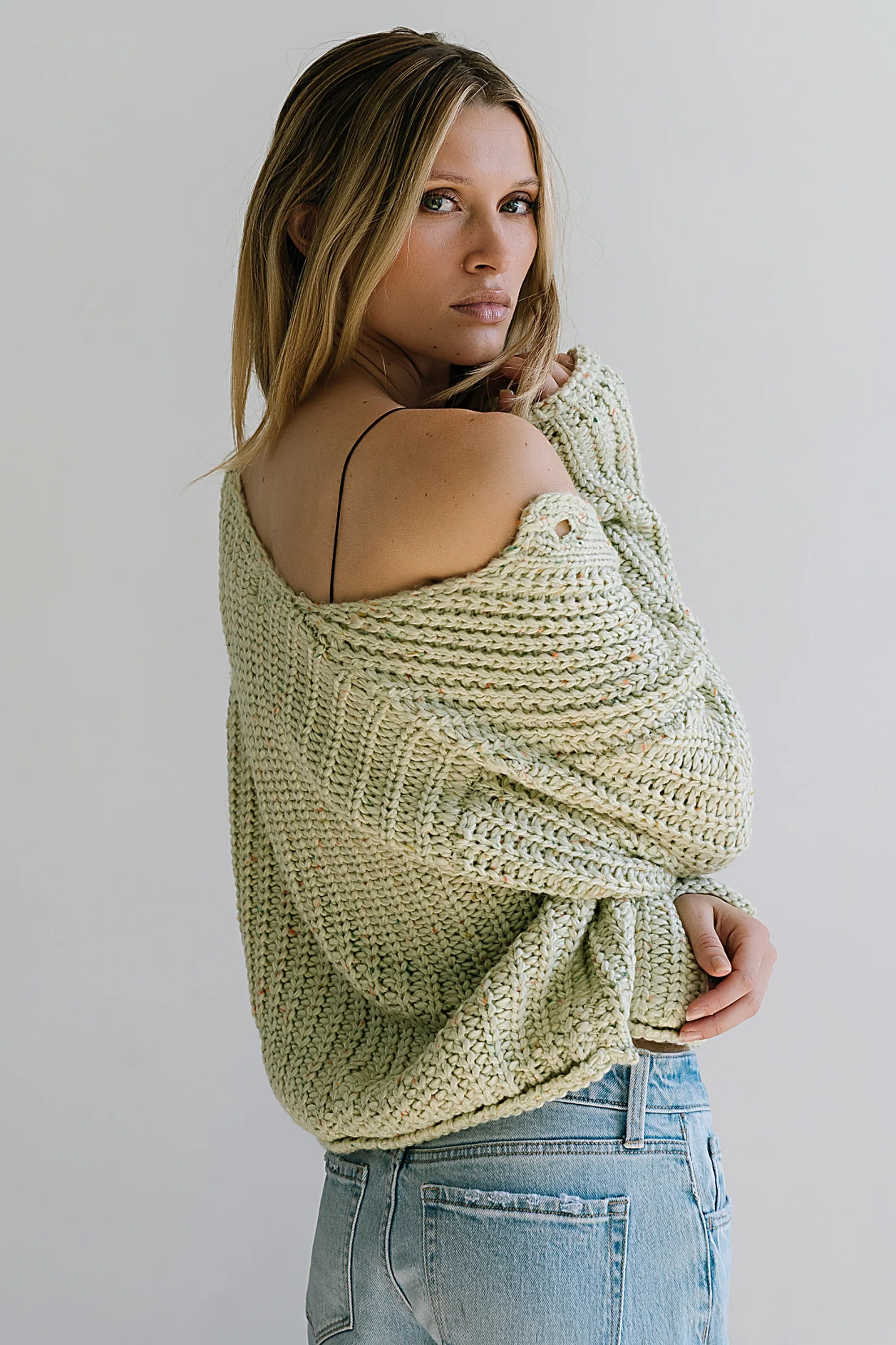 Holland Chunky Knit Cardigan in Sage FINAL SALE