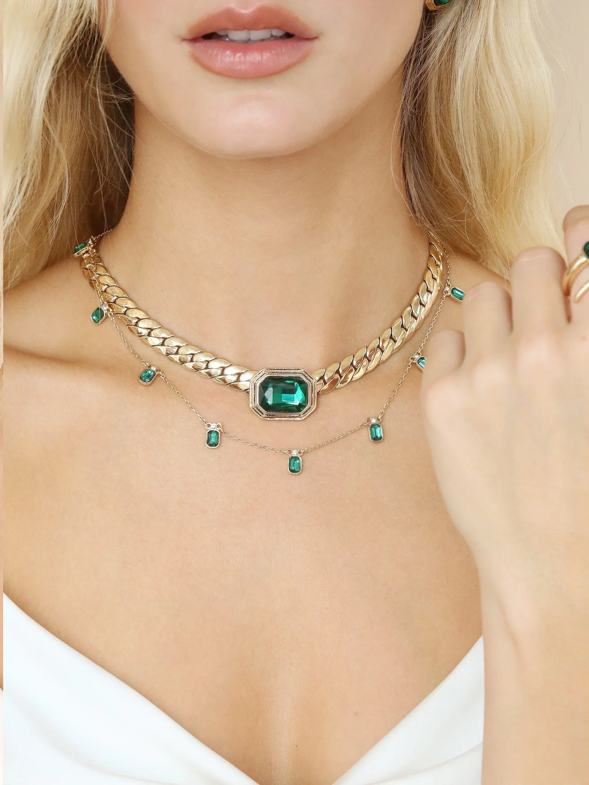 Deco Crystal Charm Necklace