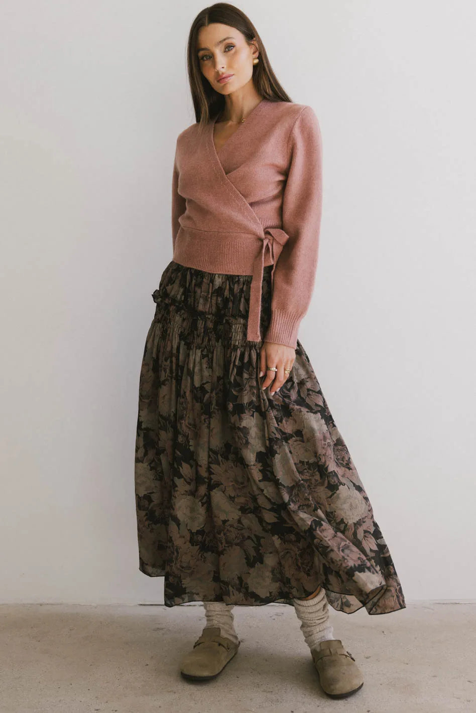 Heather Floral Maxi Skirt in Black FINAL SALE