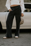 Emily Striped Wide Leg Pants in Navy