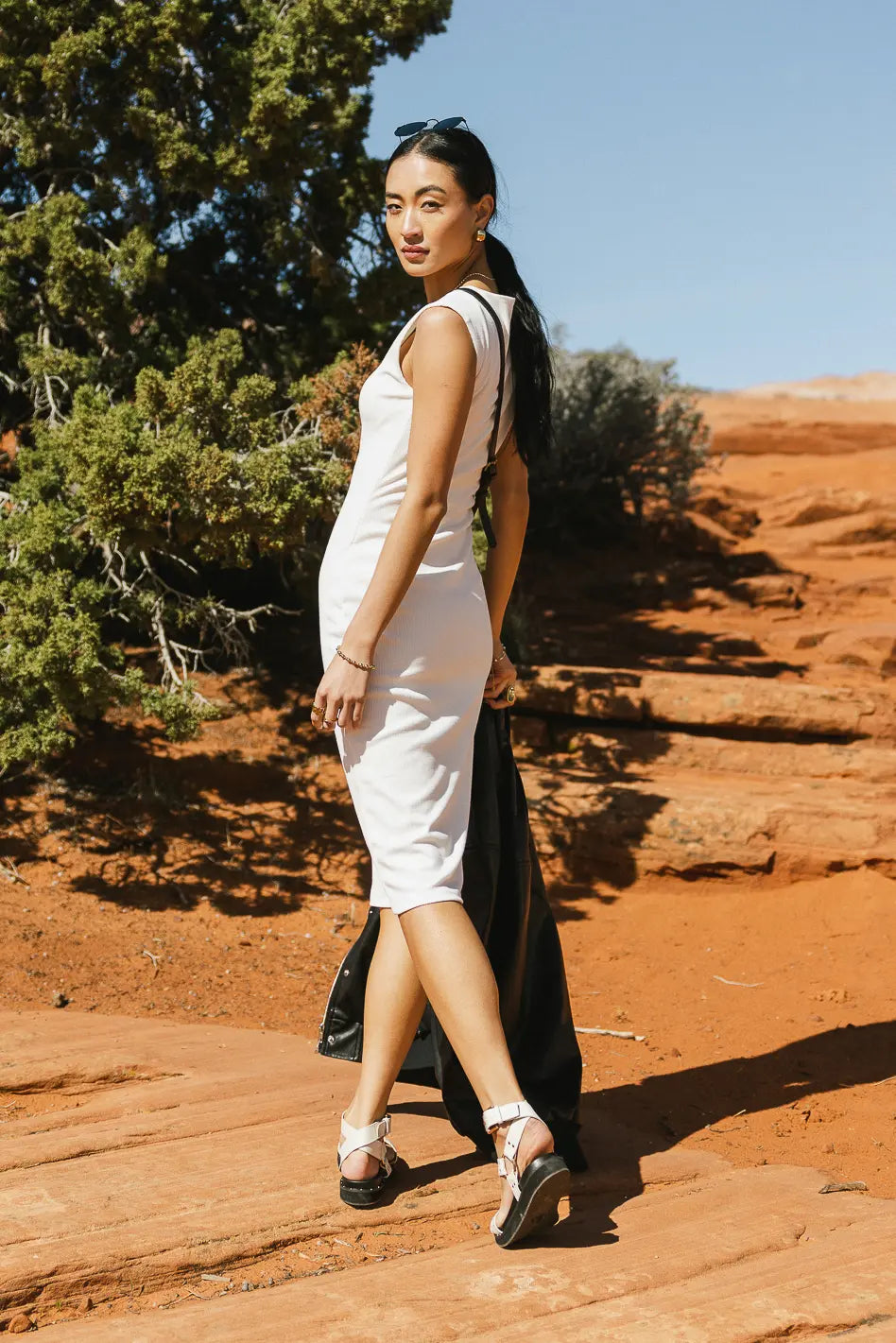 Zarela Ribbed Dress in White FINAL SALE