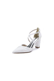 White Cross Strap Pump with Metallic Accent