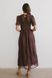 Alora Embroidered Dress in Maroon FINAL SALE