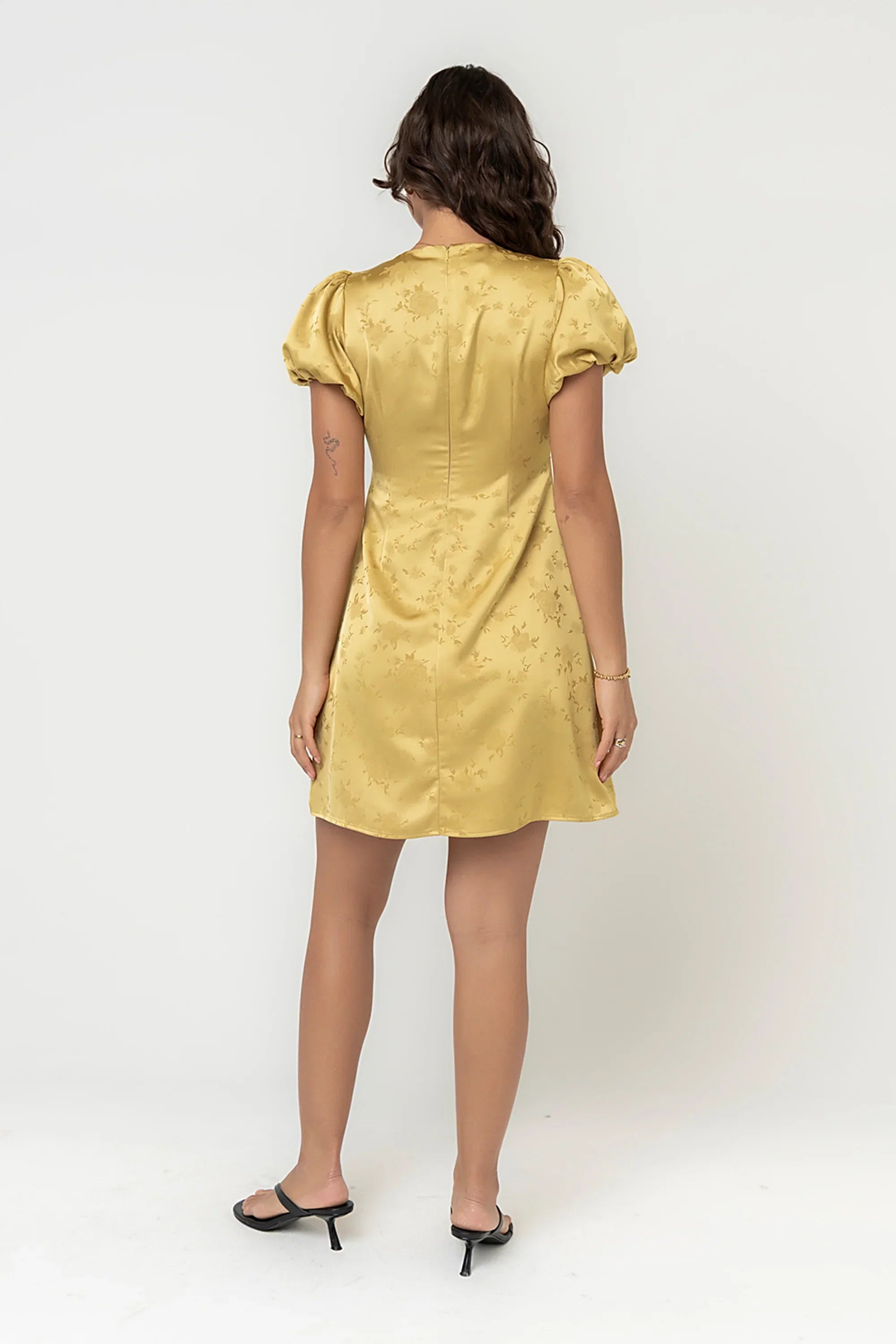 Brenna Floral Mini Dress in Chartreuse