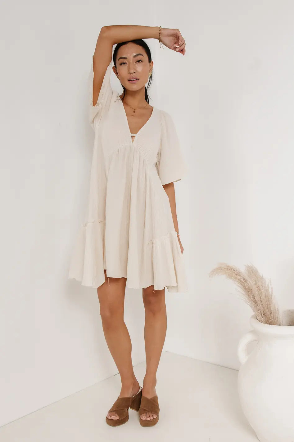 Slow It Down Mini Dress in Cream FINAL SALE